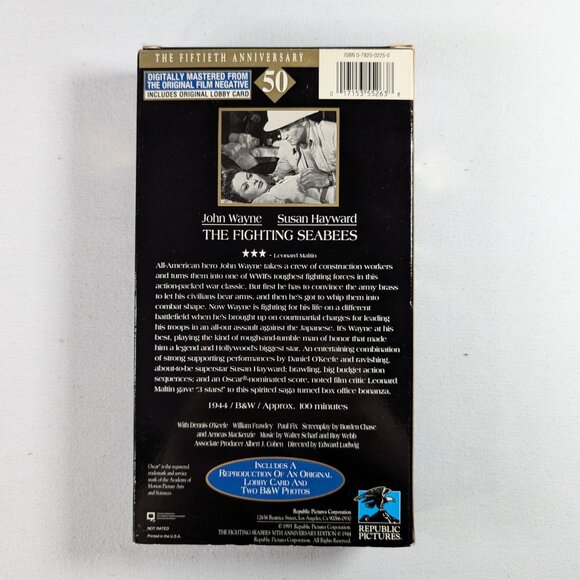 3/$15 Vintage VHS of THE FIGHTING SEABEES (1944) John Wayne 50th anniversary ed. - Picture 3 of 6